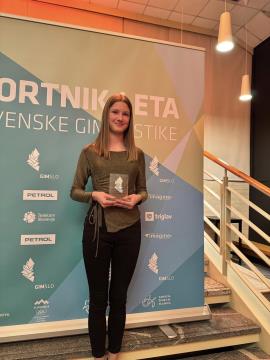 Lia Štruc, članica ŠD Partizan Ravne, dobitnica priznanja Gimnastične zveze Slovenije
