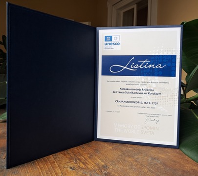 Črnjanski rokopis vpisan na UNESCO Nacionalno listo Spomin sveta